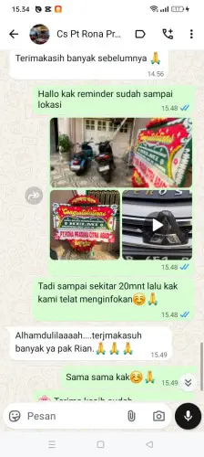 Testimonial Papan Bunga cibareno